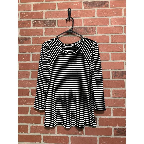 Notations Black and White Striped Top - M - Picture 1 of 6